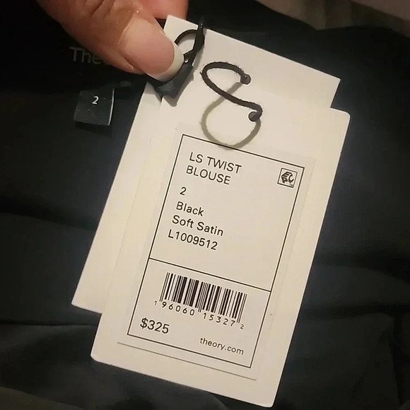 THEORY LONG SLEEVE TWIST BLOUSE SOFT SATIN SIZE 2 - Picture 4 of 4